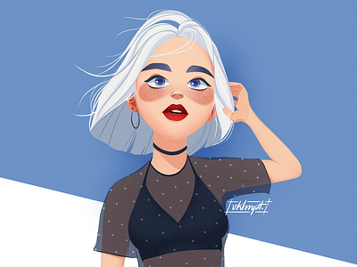 🌬️ art blue character cute drawings girl girl character illustration ipadpro procreate white wind