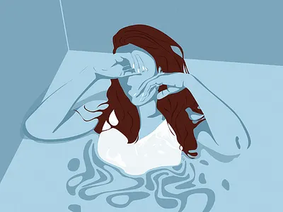 Despair. adobe photoshop art blue body character design color illustration design digital digital art drawing emotions flat hair illustration illustrator portrait skin visual arts water woman
