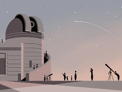 Griffith Observatory Stargazing griffith illustration ipadpro los angeles observatory procreate shooting star stargazing