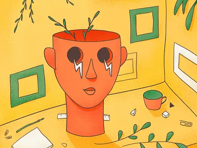 Still life design digital drawing green illustration leaves orange portrait stilllife surreal table texture wacom intuos yellow