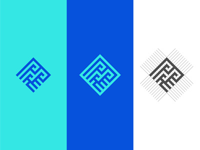 Wave Logo abstract design flat geometric grid logo minimal square vector water wave