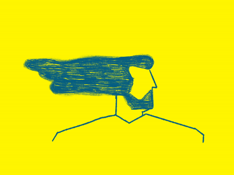 Windy beard blue hair haircut indie man music wind yellow