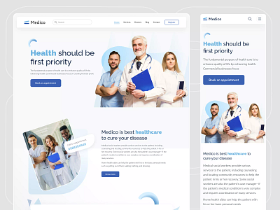 Medico - Healthcare website biotech clinic creative design design2023 healthcare hospital hospital website landing page latest design medical medical care medical website landing page medicine minimal design nasir mahmud pharmacy responsive design ux design website design