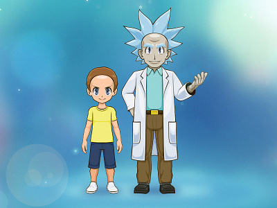 Let's Go Rick and Morty! adobe illustrator and anime character character design eevee go illustration illustrator lets lets go lets go eevee lets go pikachu morty pikachu pokemon rick rick and morty rickandmorty vector