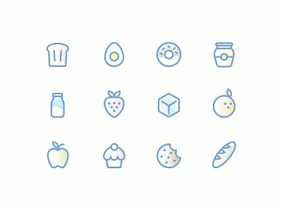 Minimal Dejeuner Icons breakfast design donuts drink eggs gradient icons line minimal