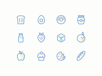 Minimal Dejeuner Icons breakfast design donuts drink eggs gradient icons line minimal