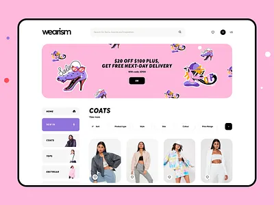 Shop Women's Clothing Web Page banner boutique brand clothing cuberto design dresses ecommerce fashion festival graphics icons online shop store ui ux web women