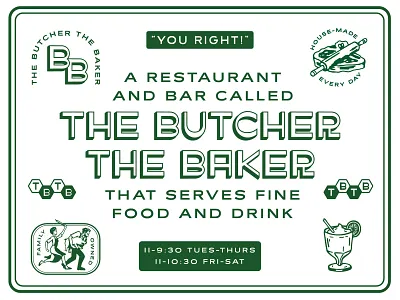 The Butcher The Baker baker branding butcher cocktail restaurant branding restaurants steak