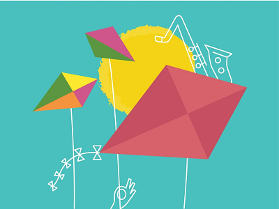 Summer Jazz blue concert flat icons illustration jazz kite music music poster outline poster sky summer summer jazz sun vector yellow
