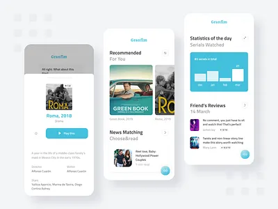 Grandflm Mobile App app chat clean design figma interaction mobile ui