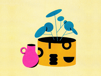 Coin Plant Riso analog art design drawing illustration riso risography risoprint vintage