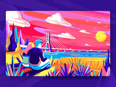 Sunset at Lisbon affinity designer app art design flat flatro illustration illustrations lisbon picture portugal sunset texture travel vector work