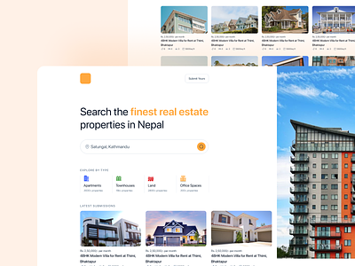 Real Estate Website Design agent cards design dribbble flat design homes kathmandu minimal nepal orange real estate ui website