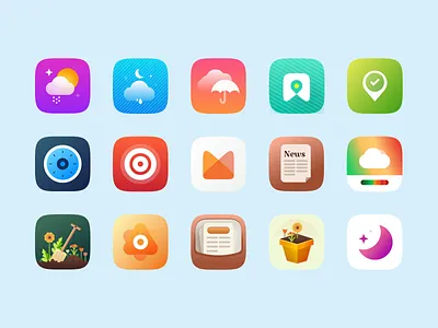 Some Unused Icons app branding cloud design gardening icon illus ios location logo minimal news remote ui ux vector weather