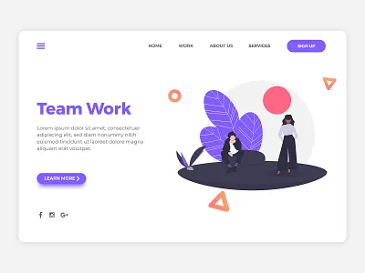 Team work landing page animation brand design homepage icon illustration landing page shot typography ui ux web website