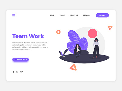 Team work landing page animation brand design homepage icon illustration landing page shot typography ui ux web website