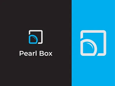 Pearl Box Logo 2d black blue blue and white box branding circle design logo minimal pearl shine square