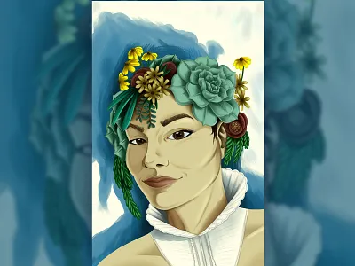 Summer 2019 Self Portrait california digital painting flowers illustration painting plants portrait portrait art succulent
