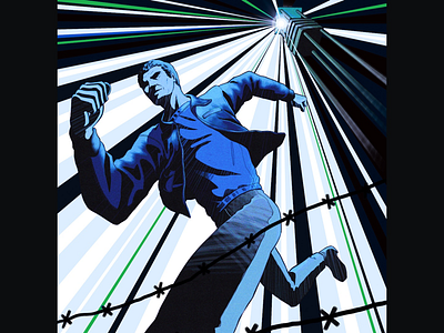 Steve McQueen Illustration: the Great Escape action artwork film illustration movies perspective portrait steve mcqueen the great escape