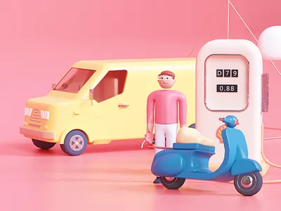 Gasoline in town bunk domestic fuel gasoline illustration petrol town van