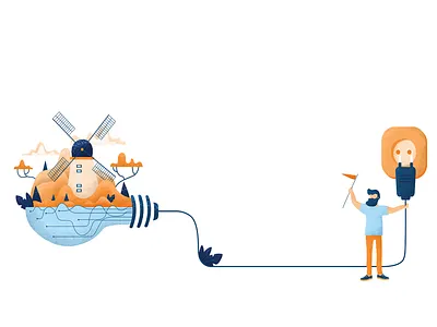 Innovation character illustration innovation technology vector windmill