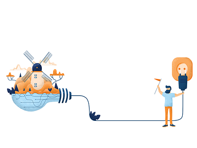 Innovation character illustration innovation technology vector windmill