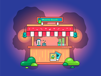 Matcha Shop branding cafe coffee coffee cup design food food truck graphic design green tea icon design illustration kiosk lantern matcha melbourne neon sign shadow tea trees vector