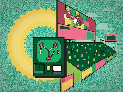 Time Travel clouds colorful energy flux capacitor green gumgum illustration illustrator scoreboard sports vector