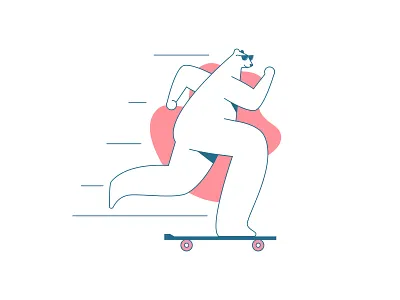 Polar Bear Cruise bear cruise illustration minimal polar bear skateboarding skater skaters summer sunglasses vector