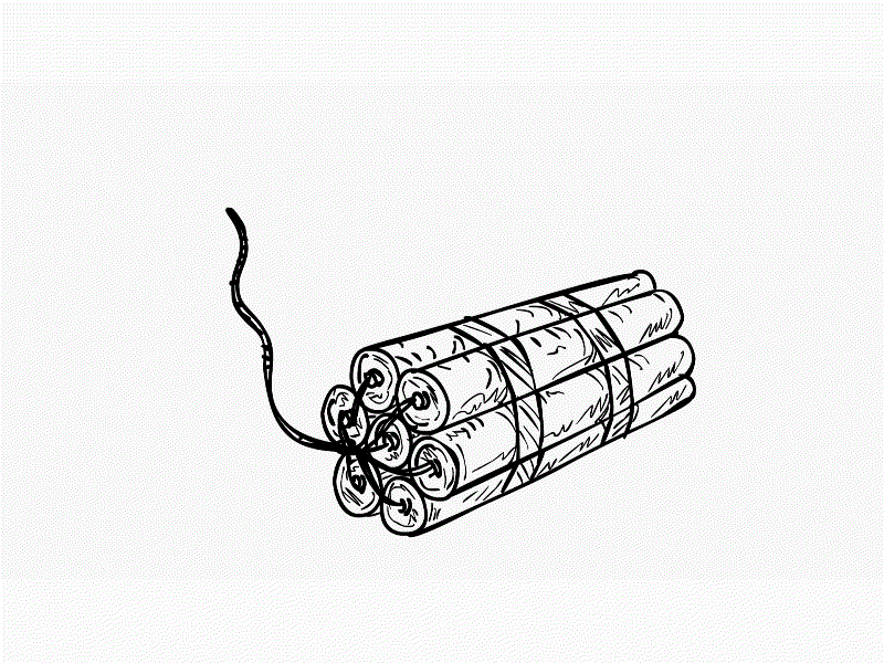 TNT Dynamite Exploding Drawing 2D Animation 2d animation animation blast blasting blasting cap bomb burning conflagration destructive dynamite dynamite stick exploding explosive fire fuse nitroglycerin shock tnt trinitrotoluene wick