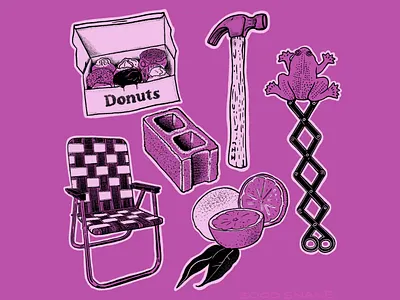 Summertime in Buffalo. buffalo concrete donuts doughnut flash food frog hammer illustrations lawnchair orange summer tattoo