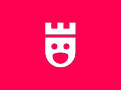 Boooom Icon brand crown face icon identity logo orange red smile symbol vector white