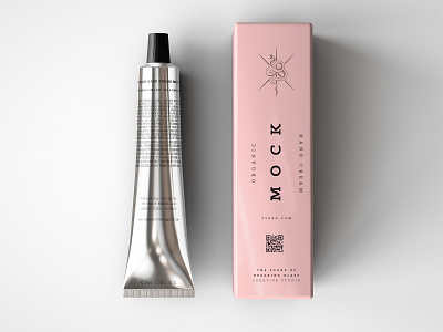 Laminated Plastic Cosmetics Tube & Box Mock Up beauty box branding design hand cream identity label laminated tube lotion make up medical mock up mockup packaging presentation tube tubes typography