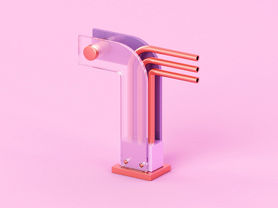 T 36 days of type 3d abstract c4d candy color copper design fun isometric letter metal plastic