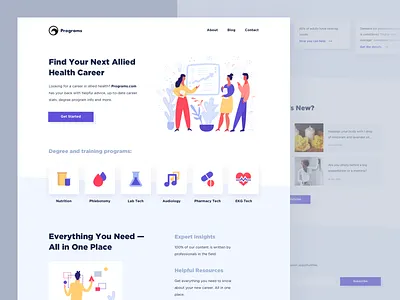 Programs Homepage clean design illustration landing light minimal ui vector web website