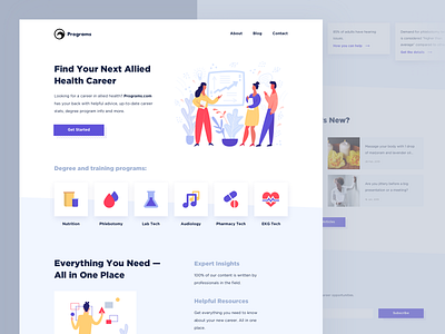 Programs Homepage clean design illustration landing light minimal ui vector web website