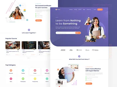 Online Course Website certificate chart classes clean course design education learn learning online course school study task ui ux video web web design website