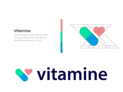 vitamine branding data gride health heart logo medical pill vitamin