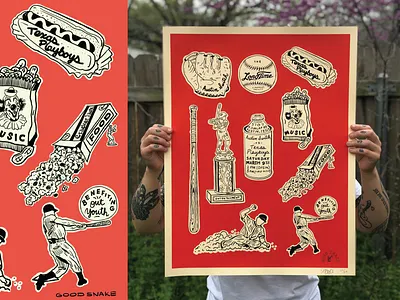 The Texas Playboys Vs. The Austin Switch Game Poster baseball flash hotdog illustration poster poster design printmaking sandlot tattoo texas