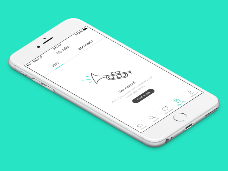 Jobs and bookings - empty states app book bookings delight empty states icon illustration interaction jobs slide transition trumpet ui