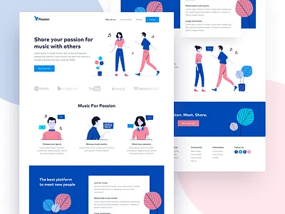 Music Events - Homepage app clean design designer freelance homepage illustration illustrator music sketch ui ux web website