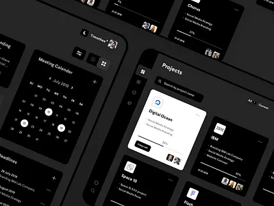 Project application app black calender concept dashboard design graph infographic interface list manage notification organize project tasks ui uidesign ux uxdesign vector