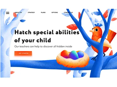 Children education center bird center children colorful concept conception design education eggs graphic design homepage illustration page procreate screen teacher ui web web deisgn web illustration