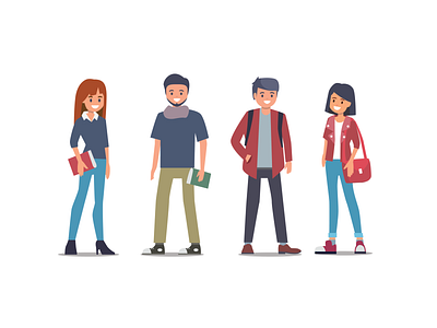 Group Of Students Illustration back to school business character college design element flat illustration ui ux vector web