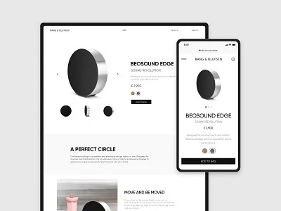 Product Card - Bang & Olufsen Online Store (UI CONCEPT) branding card design digital digital art ecommerce shop flat minimal mobile music product store typography ui ux web website
