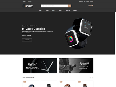 Ruiz Watch Store Html Template bootstrap clean clock shop ecommerce fashion html5 jewelry kids watch luxury mega menu responsive shop store watch watches