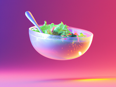 🌿 Salad for a Healthy 2023 3d 3d art abstract advertisement bowl gradient graphic design healthy illustration leaf lifestyle octane realistic red render salad spoon