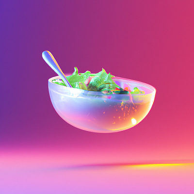🌿 Salad for a Healthy 2023 3d 3d art abstract advertisement bowl gradient graphic design healthy illustration leaf lifestyle octane realistic red render salad spoon