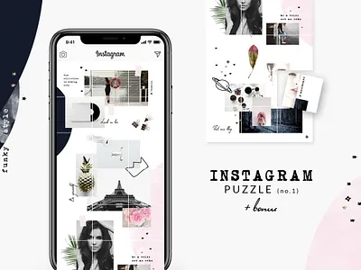 Instagram PUZZLE template - Funky style branding fashion funky grid layout instagram puzzle instagram templates instagrid lifestyle social media style