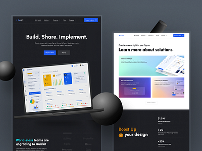 Quickit — Figma Template for Landing Pages dark ecommerce figma free freebie home kit landing library page quickit template theme udix ui ui kit ui8 ux web white